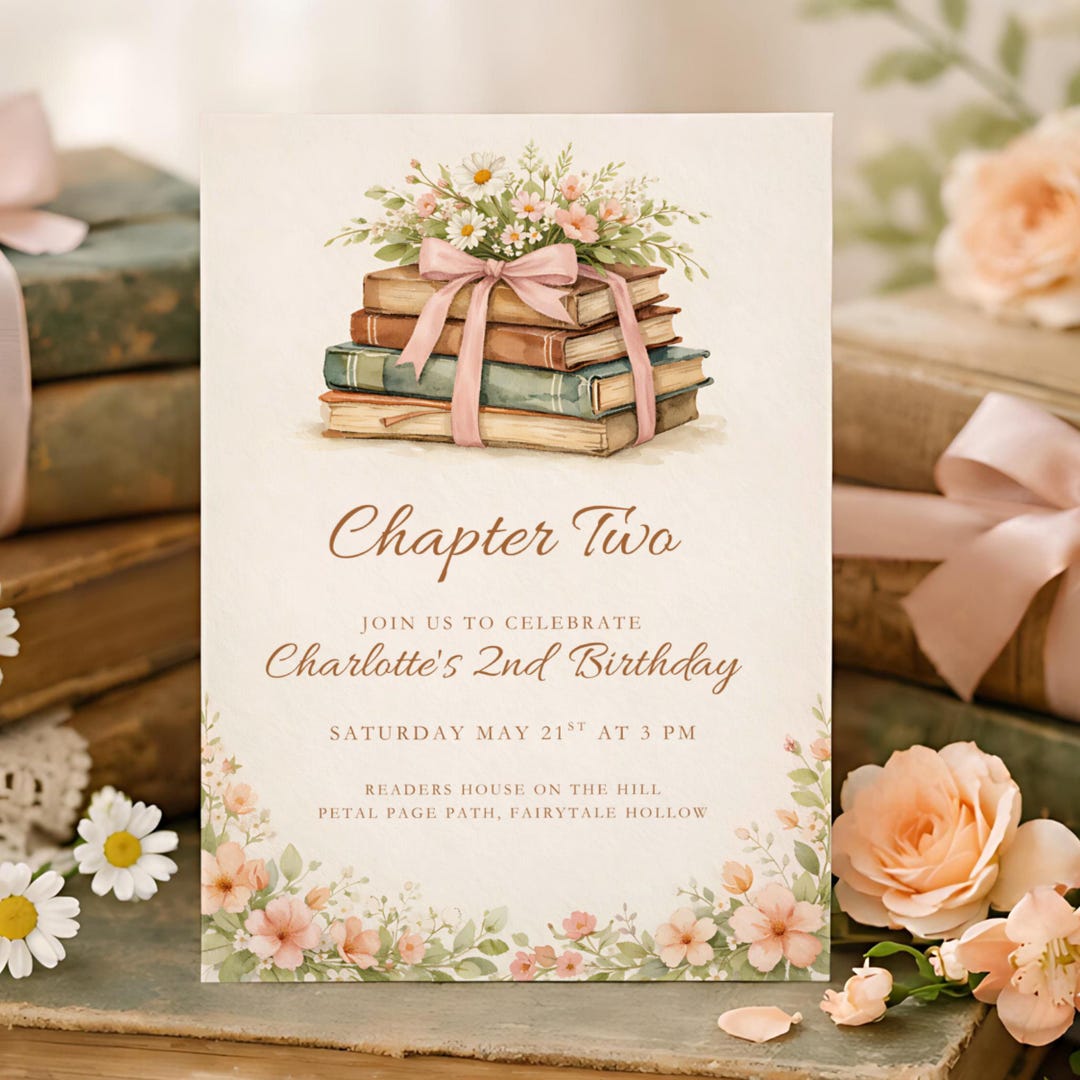 Chapter Two Birthday Invitation, Floral Storybook Bday Invitation ...