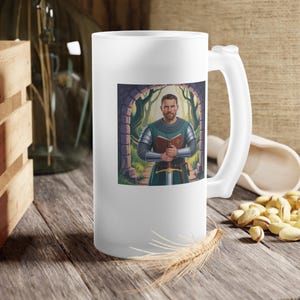 Frosted Glass Beer Mug: Artistic Design, 16oz Capacity