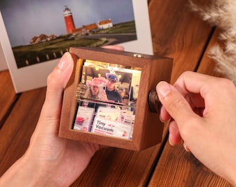 Custom Flip Book Frame Animation Wood Box,Personalized Photo Flipbook Animation Box,Photo Book with Light  Anniversary Christmas Gifts