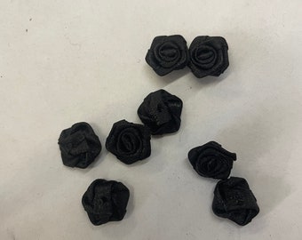 144 black satin rose flower 1/2” Appliqué Sew In / Glue On Craft Doll
