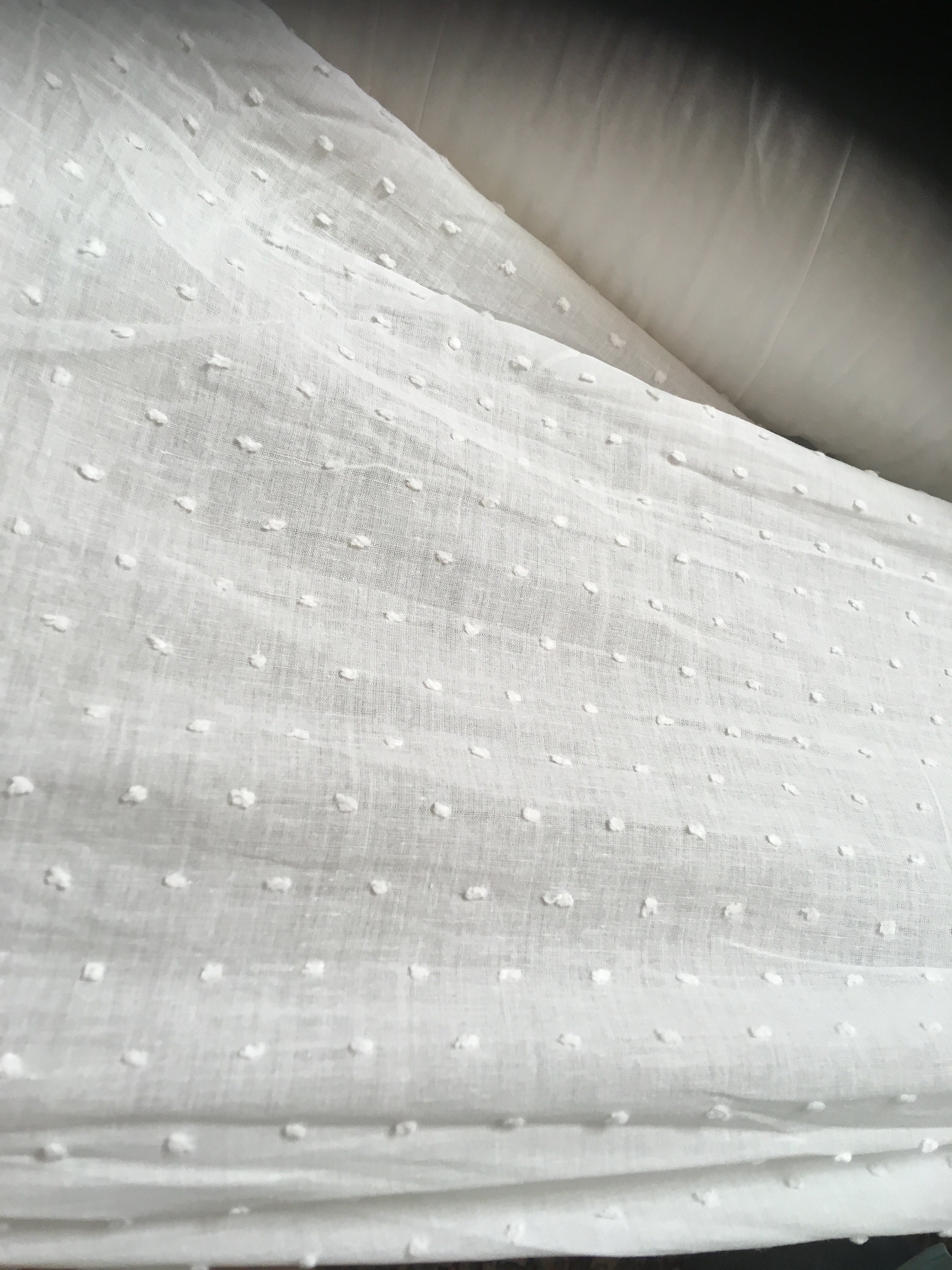 per yard White 100% Cotton Embroidered Swiss Dot Fabrice 56-57”