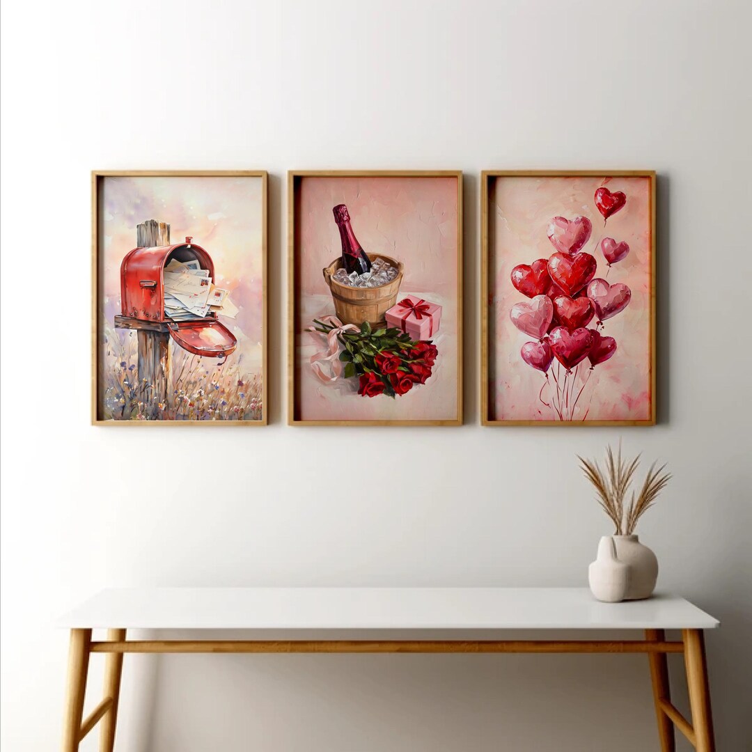 Valentines Day Wall Art Printable Romantic Love Painting Digital ...