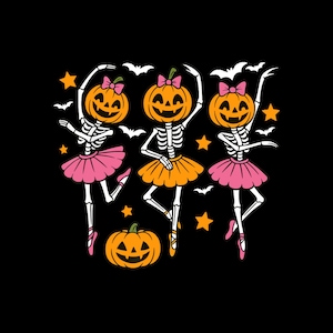 Dancing Skeleton Pumpkins PNG, Spooky Season Digital Download, Halloween PNG