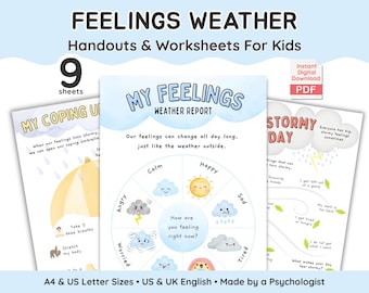Feelings and Emotions Weather Worksheets and Handouts for Kids Social Emotional Learning