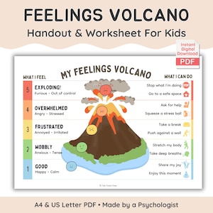 Feelings Volcano Chart for Kids Anger Management and Emotional Regulation (Digital Download)