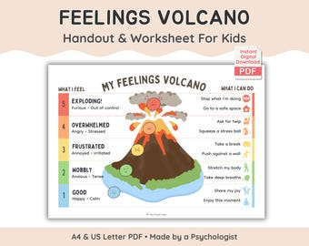 Feelings Volcano Chart for Kids Anger Management and Emotional Regulation (Digital Download)