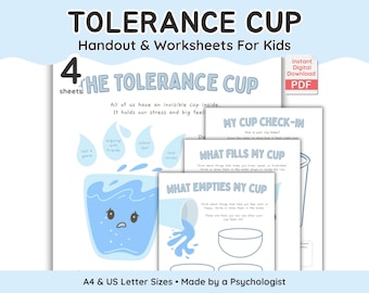 Tolerance Cup Worksheets and Handout for Kids (Instant Digital Download)