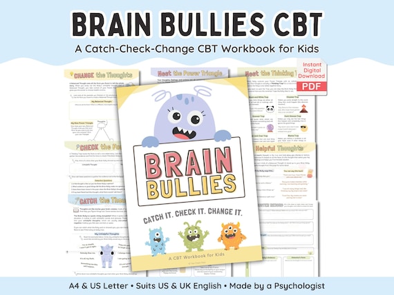 Brain Bullies CBT Workbook for Kids to Catch, Check, Change Unhelpful Thoughts (Digital Download)