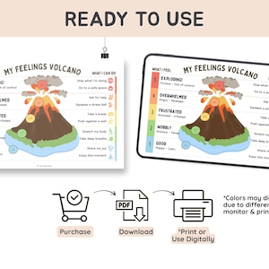 Feelings Volcano Chart for Kids Anger Management and Emotional ...