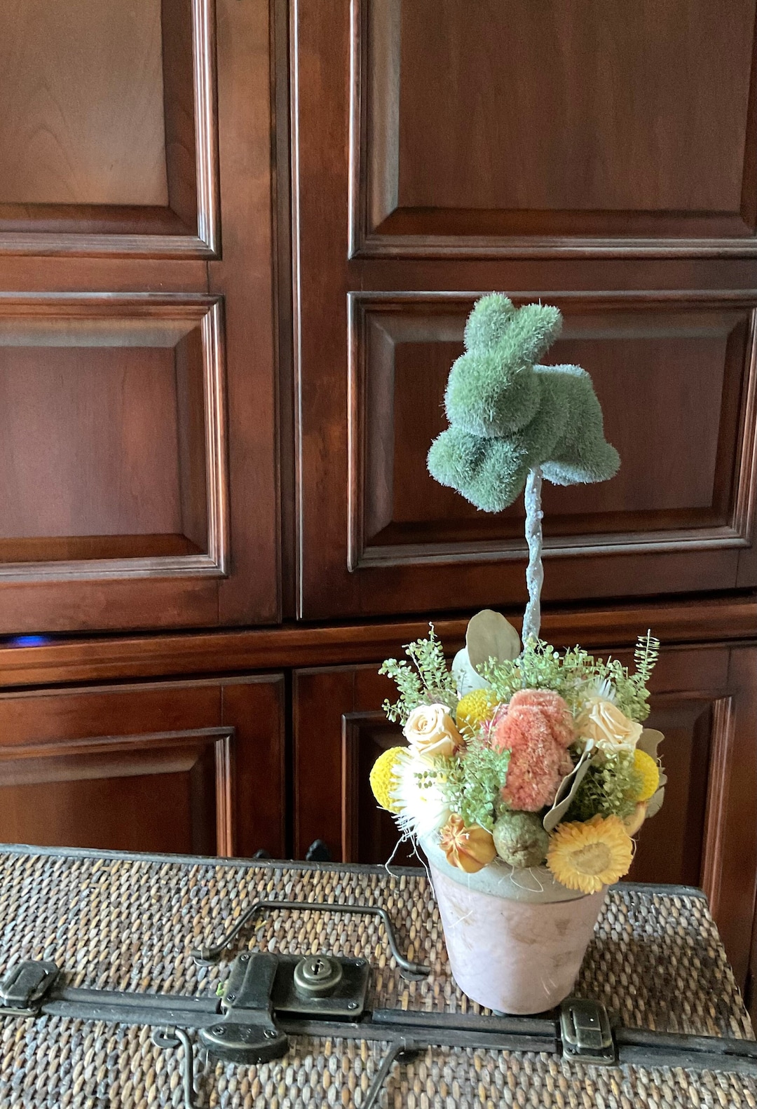 Sweet Rabbit Topiary Centerpiece, Whimsical Easter “leaping Bunny ...