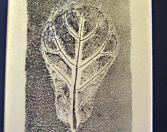 The "Fiddleleaf Fig" leaf print, Botanical print, tropical decor, fiddle leaf fig, one-off, monotype, 11" x 14" tropical leaf