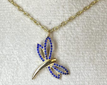 Natural Blue Sapphire Butterfly Pendant: Sterling Silver Anniversary Necklace size-15×17mm.
