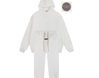 Conjunto deportivo unisex de algodón, sudadera minimalista con capucha y pantalón de chándal. Regalo para él.