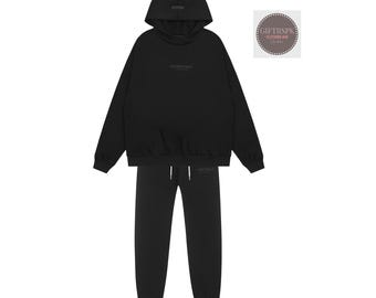 Chándal unisex hecho a mano de algodón, sudadera con capucha y pantalón deportivo, regalo para pareja