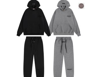 Unisex Cotton Hoodies with Sweatpants in Black & Grey Tracksuit