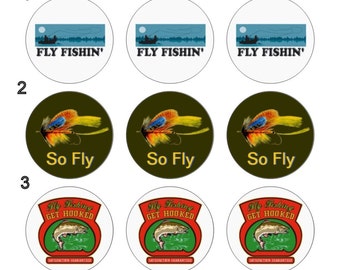 Fly Fishing Sport Fishing Pinback Button Badge 1 inch set of 10