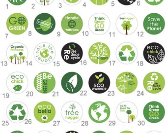 Ecology, Go Green, Tree Hugger,Recycle Pinback Button, Badge set of 10