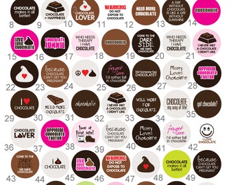I Love Chocolate Funny 1 inch Pinback Button Flatback Badge Magnet Party Favor set of 10