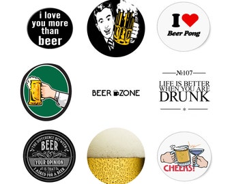 Beer, I Love Beer, Drink Beer Pinback Button, Party Favor Badge or Magnet 1 inch set of 10