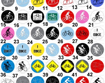 Bike Bicycle Cycling Pinback Button Badge 1 inch set of 10