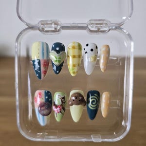 Kawaii Animal & Floral Press On Nails – Cute Pastel Nails with Bunny, Deer Designs