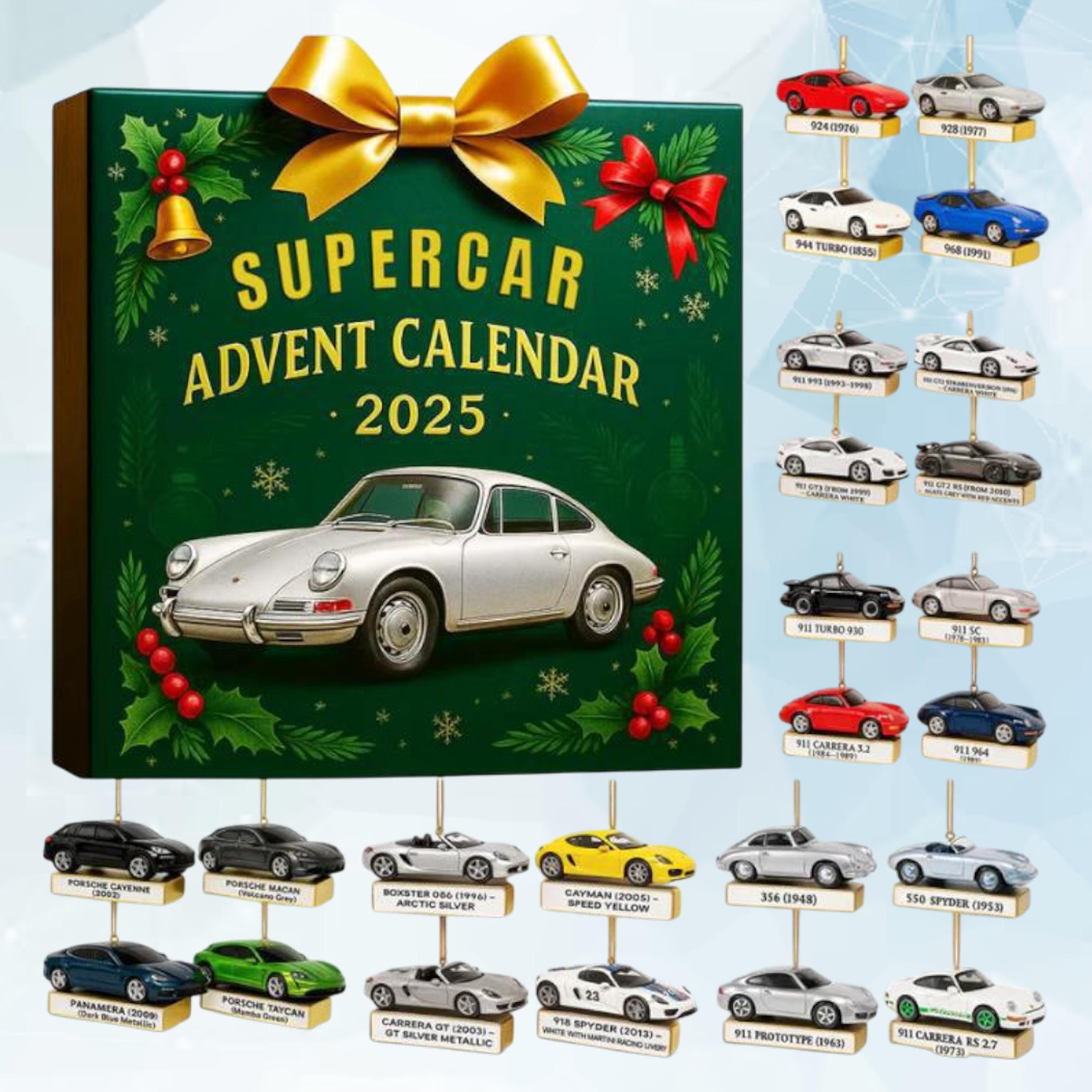 Discover 2025 Supercar Countdown Calendar, 24 Days of Supercar Lover, Gift for Boys, Men & Car Lovers Christmas Advent Calendar, 24 Mini Supercar Set