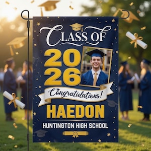 Custom Graduation Garden Flag 2026, Personalized Senior Photo Yard Flag, Class of 2026 Graduation Decor, Senior Gift, High School Banner