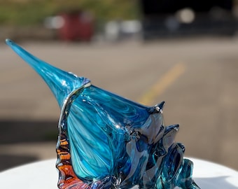 Caracola azul, vidrio soplado