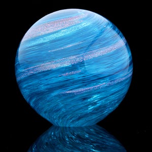 Ocean&#39;s Orb, blown glass paperweight