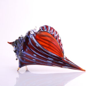 Electric Red hand blown glass sea shell image 4