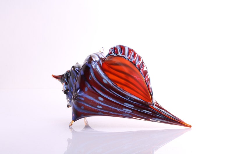 Electric Red hand blown glass sea shell image 4