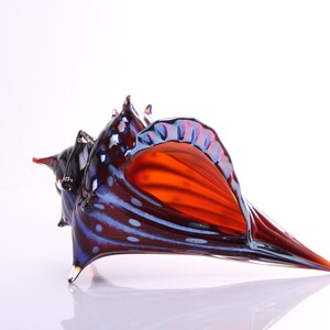 Electric Red hand blown glass sea shell image 2