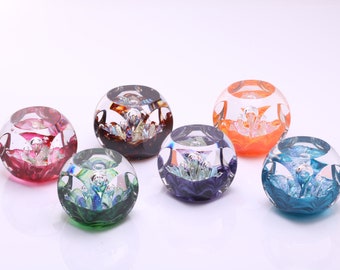 Cube paperweight, blown glass