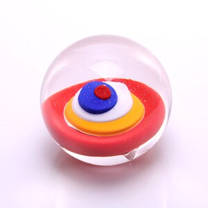 Color drop, red, hand blown glass paperweight