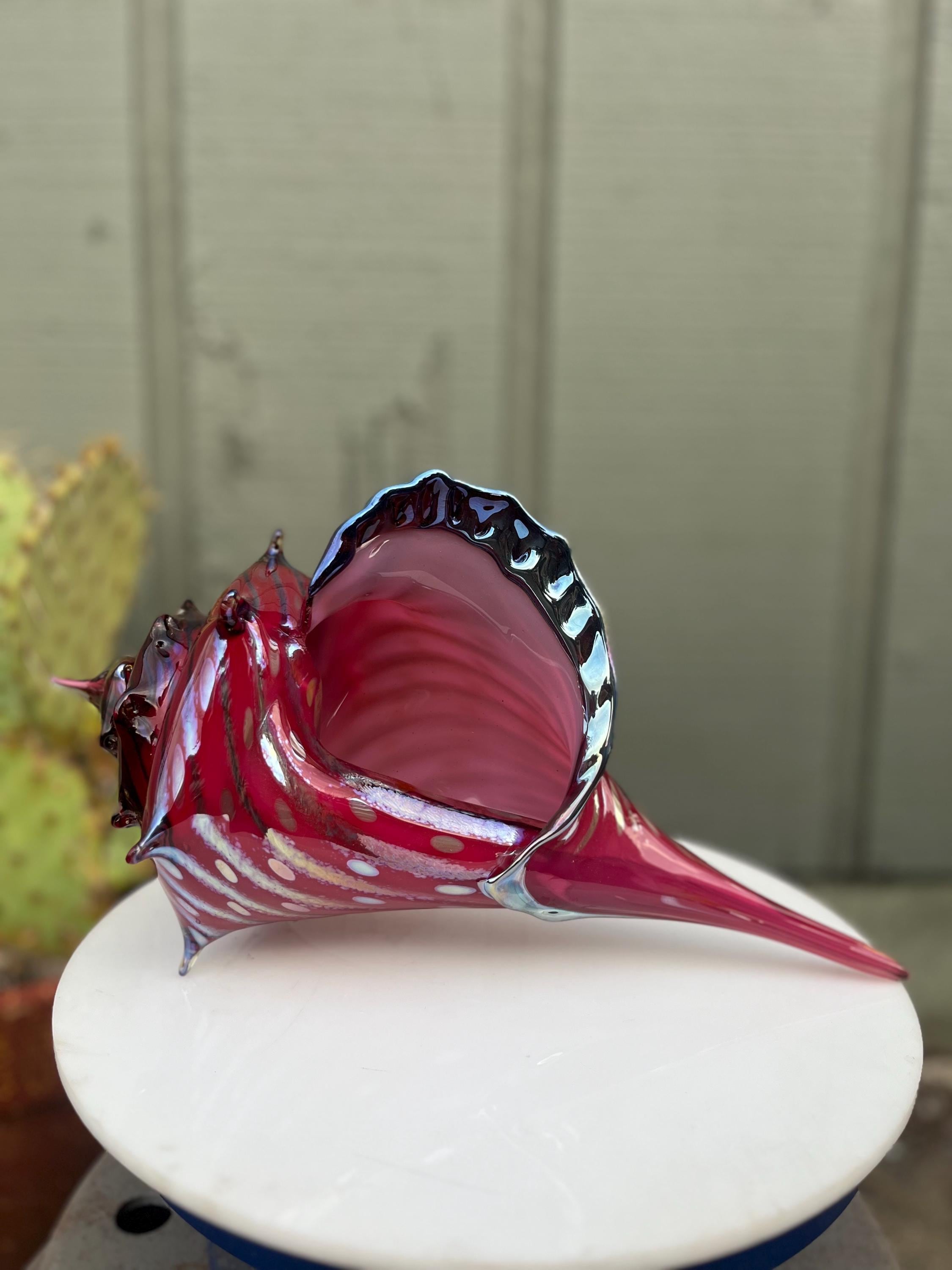 Ruby Lamp Shell Ruby Blown Glass Conch Shell: Iridescent Ocean Decor - Etsy