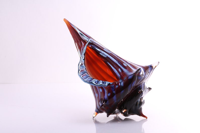 Electric Red hand blown glass sea shell image 3