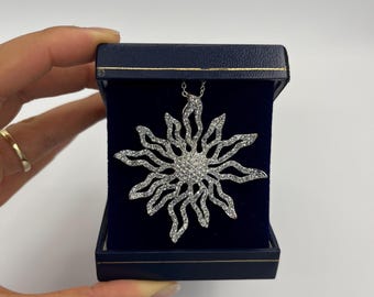 Vintage zilveren Sunburst Sun-hangerketting