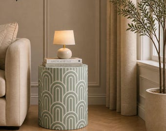 Handmade Elegant Bone Inlay Side Table – Modern Geometric Luxury Accent