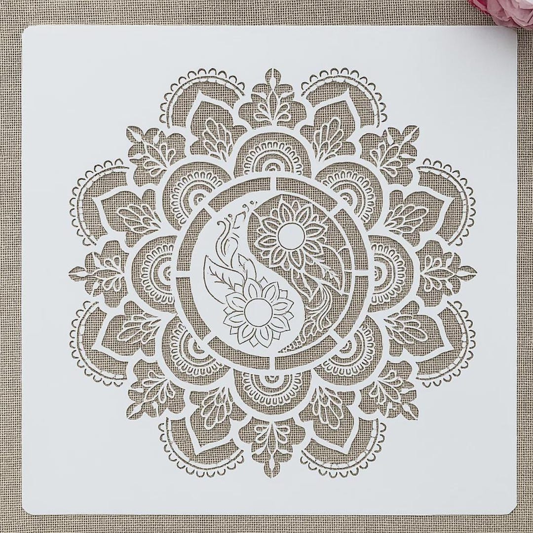 30×30cm Mandala Geometry Taiji Stencil – DIY Layering Template for Wall ...