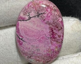 Cobalt Calcite Cabochon Gemstone, Handmade Pink Oval, 32 Carat (28x20x6 MM)