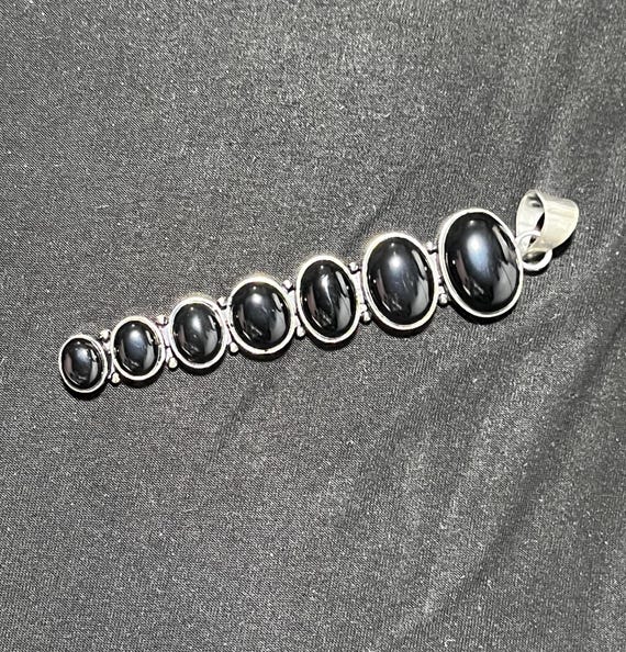 Black Onyx German Silver Cross Pendant, Handmade Protection Black Onyx German Silver Cross Pendant, Handmade Protection