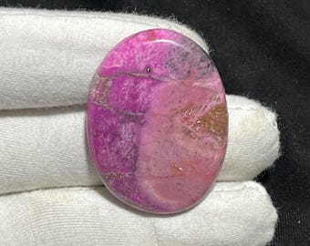 Cobalt Calcite Cabochon Gemstone, Pink Oval Stone, 49 Carat (37x27x5 MM)