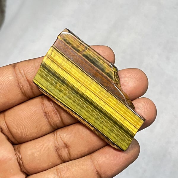 Polished Yellow Tiger's Eye Slab, Natural Gemstone Slice (56x31x5 mm, 113.20 cts)