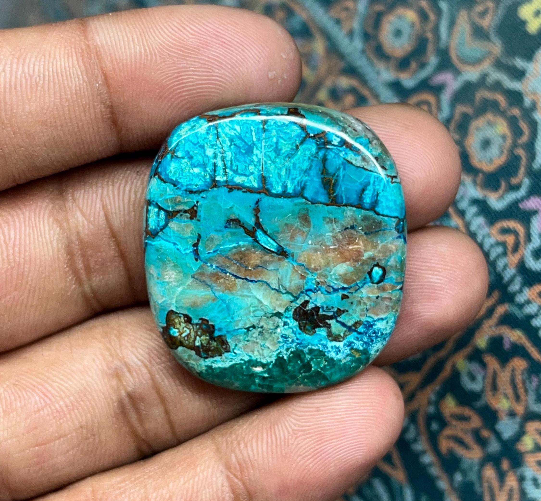 Shattuckite Cabochon: Natural Blue Gemstone for Jewelry Making (61.75cts,  34x30x7mm) - Etsy Canada
