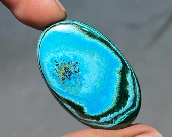 Cabujón de piedra preciosa de malaquita crisocola, piedra de joyería pulida