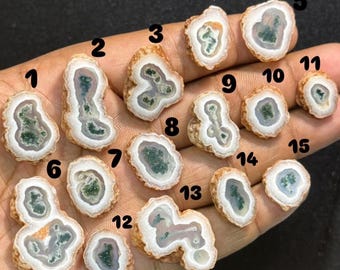 Moss Agate Stalactite Cabochons, Green Druzy Gemstone, Jewelry Making Supply