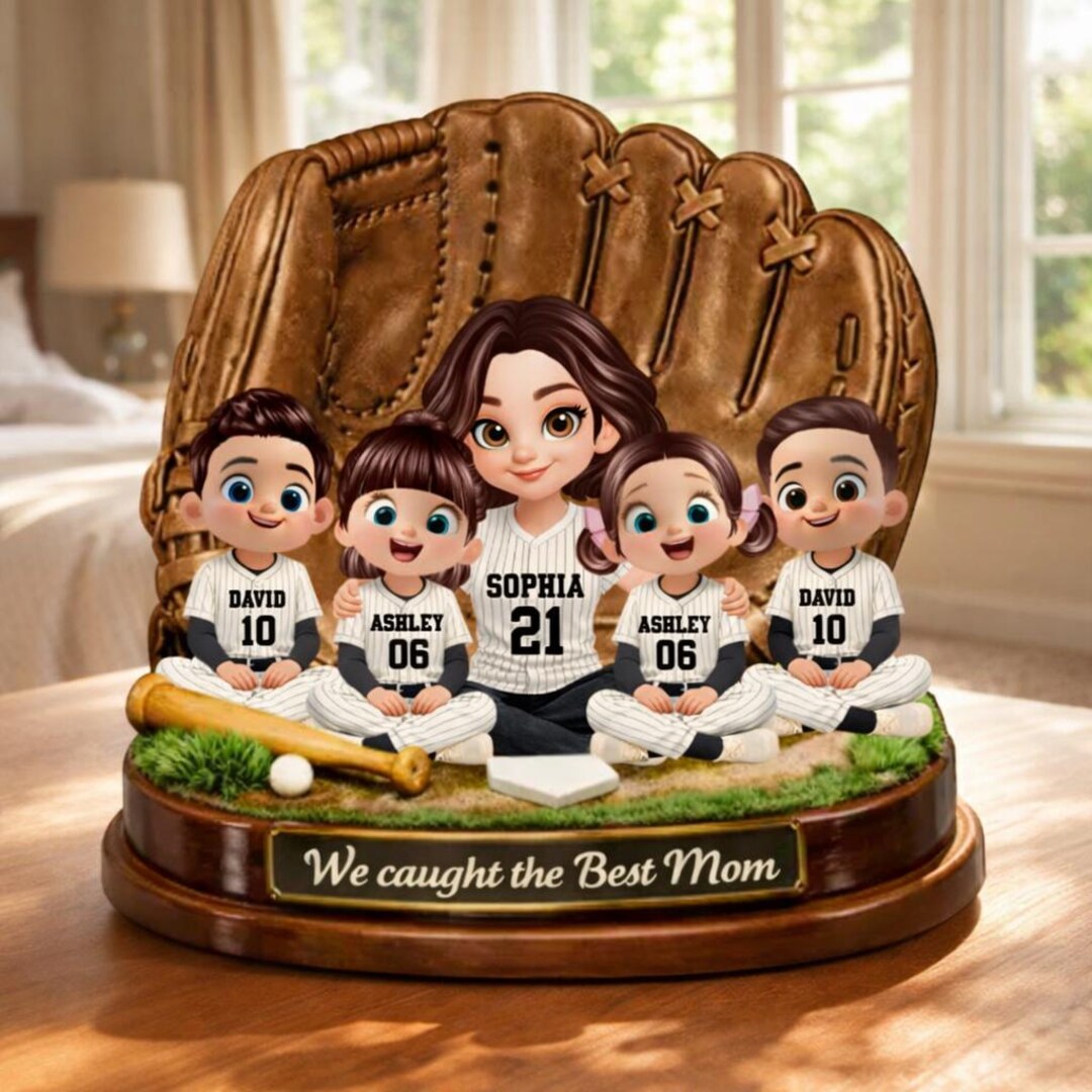 Personalized Baseball Mom Wooden Standee, Baseball Mom and Kids We ...