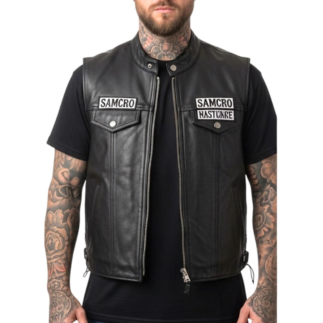 Sons of Anarchy Vest Jax Teller Leather Biker Vest SOA Club Cut Costume ...