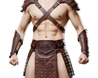 Genuine Leather Roman Gladiator Armor Costume: LARP Cosplay Renaissance Fair