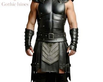 Genuine Leather Gladiator Armor Costume: Medieval Roman LARP Cosplay